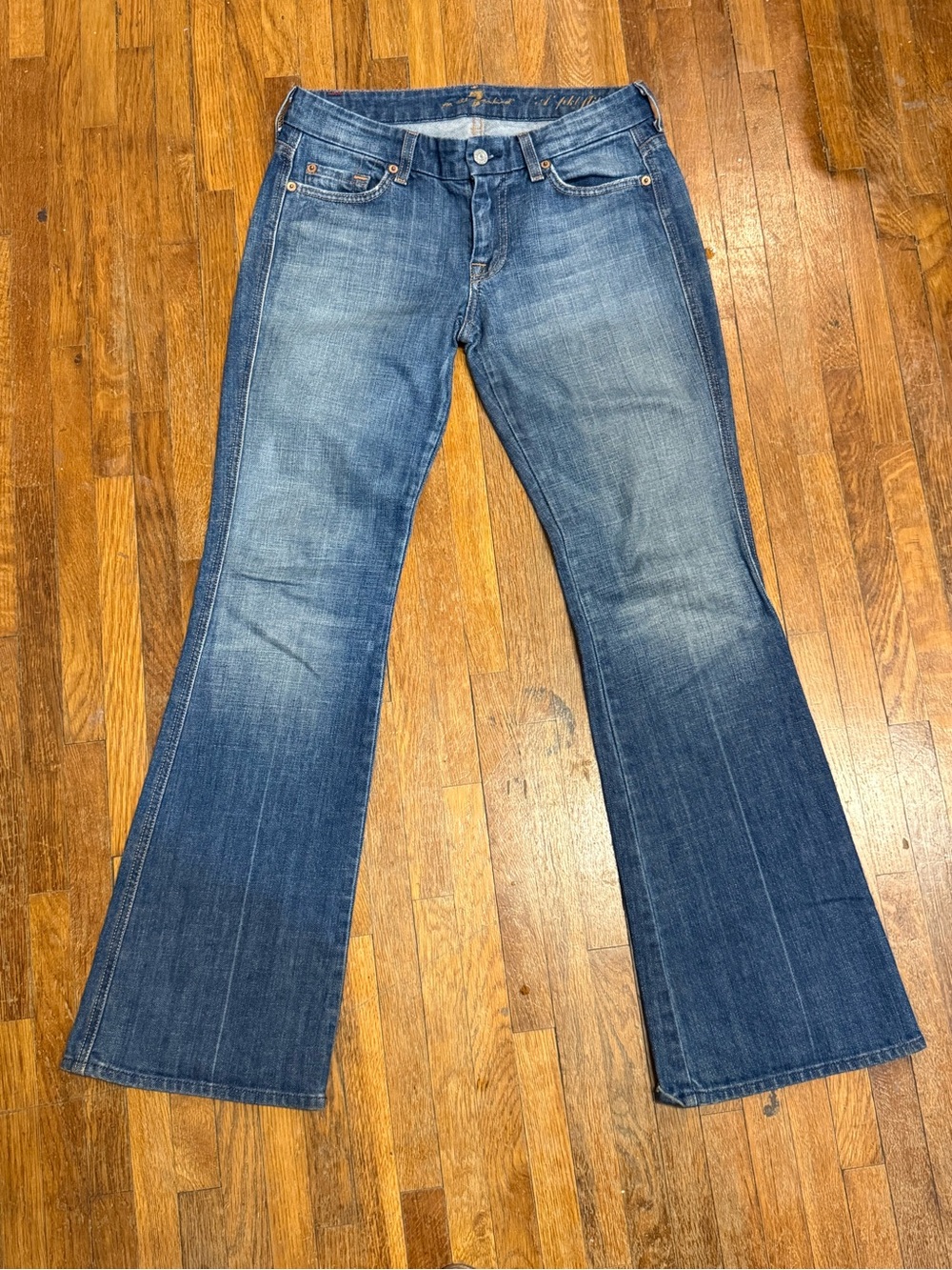Y2K 7 For All Mankind Lowrise “A” Pocket Flip Flop Bootcut Jeans